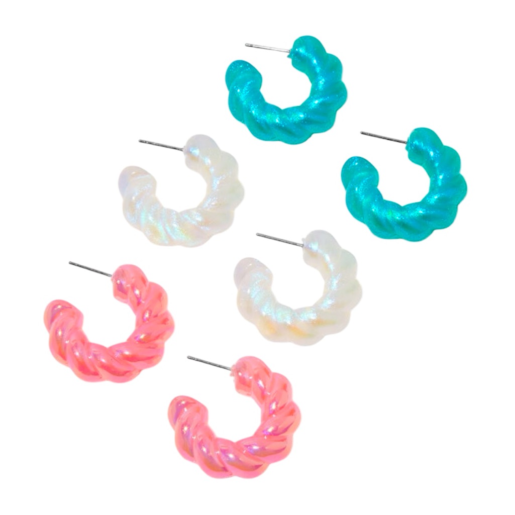 3-Pack Mean Girls Icing Exclusive Resin Hoop Earrings - Nwt 20$